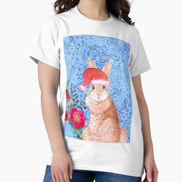 Rabbit santa Christmas card Classic T-Shirt