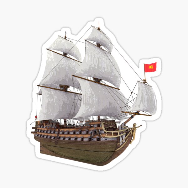 Französisches Segelschiff aus dem 18. Jahrhundert Sticker