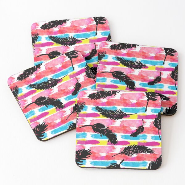 Item preview, Beautiful and colorful pattern of black bird feathers  designed and sold by ChatterFox.
