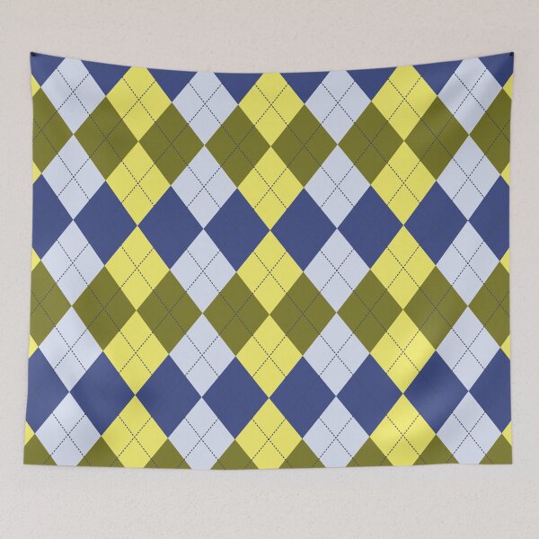 Item preview, 1980s Preppy Retro Blue Green Yellow Argyle  designed and sold by IamTrending.