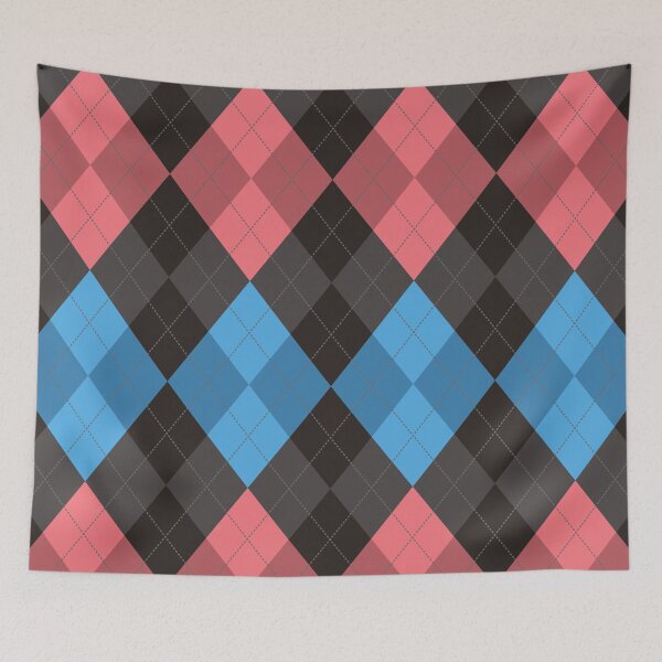 Item preview, Preppy 1980s Retro Black Pink Blue Argyle designed and sold by IamTrending.