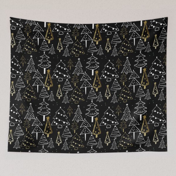 Item preview, CHRISTMAS TREE - BLACK WITH GOLD designed and sold by PrachiManerikar.