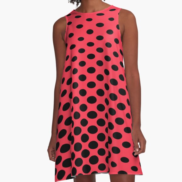 Black and Red Polka Dots A-Line Dress