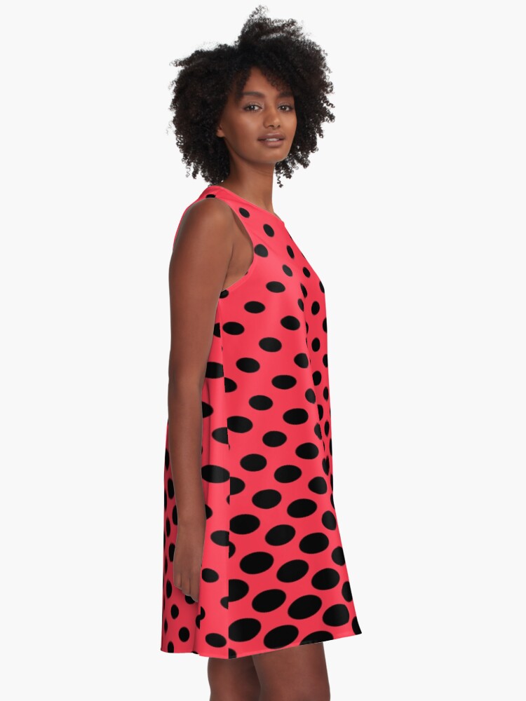 Alternate view of Black and Red Polka Dots A-Line Dress