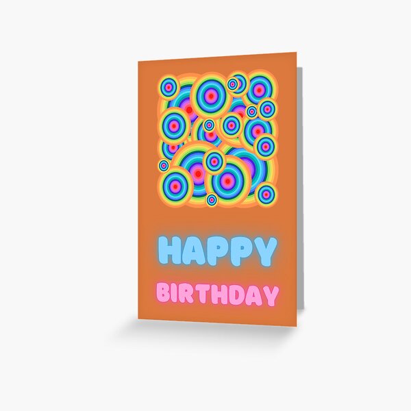 Happy Birthday Retro Psychedelic Trippy Orange Greeting Card