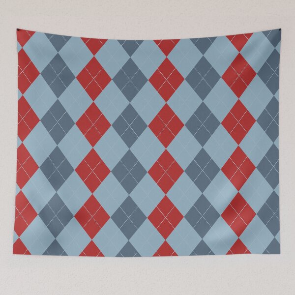 Item preview, Preppy 1980s Retro Traditional Blue Red Argyle designed and sold by IamTrending.