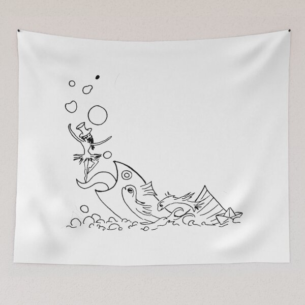 Item preview, A school of crazy fish. And a bearded ballerina. (Black-and-white) designed and sold by Canvasvendetta.