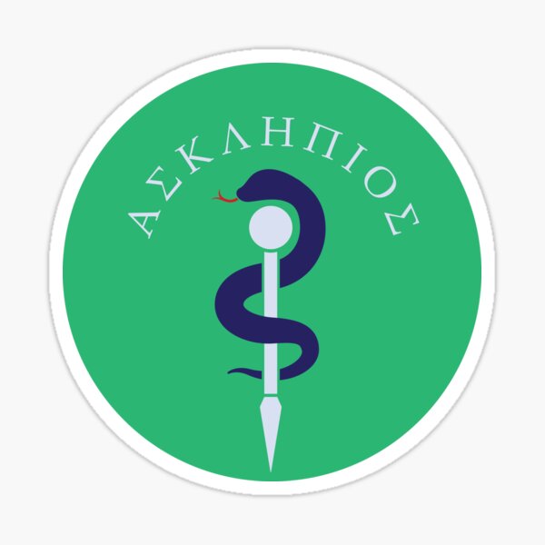 Vista previa del artículo con la obra «Vara de Asklepios medicina Dios griego Diseño», diseñado y vendido por OwlishArts.