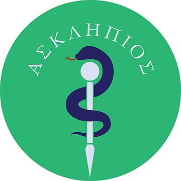 Artwork thumbnail, Rod of Asklepios medicine Greek God Design by OwlishArts