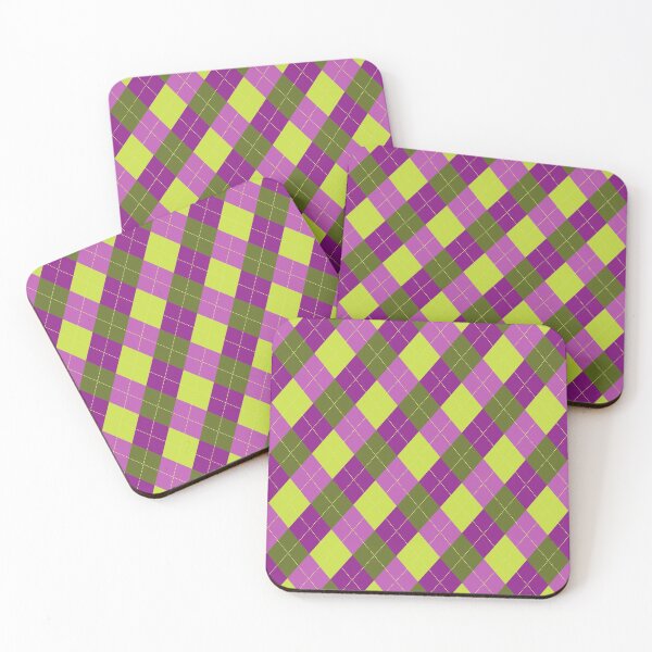 Item preview, Preppy Retro Black Pink Olive Yellow Argyle designed and sold by IamTrending.