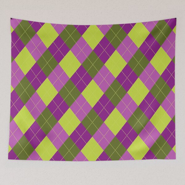 Item preview, Preppy Retro Black Pink Olive Yellow Argyle designed and sold by IamTrending.