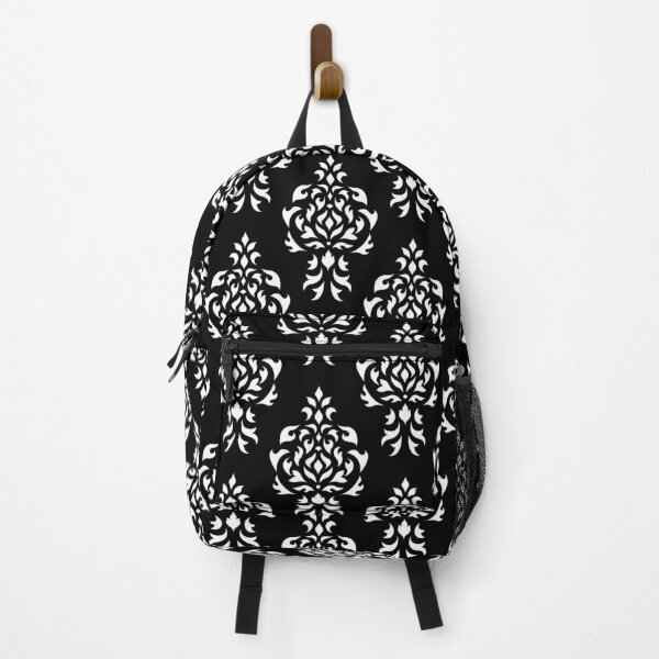 Item preview, Crest Damask Repeat Pattern White on Black designed and sold by NataliePaskell.