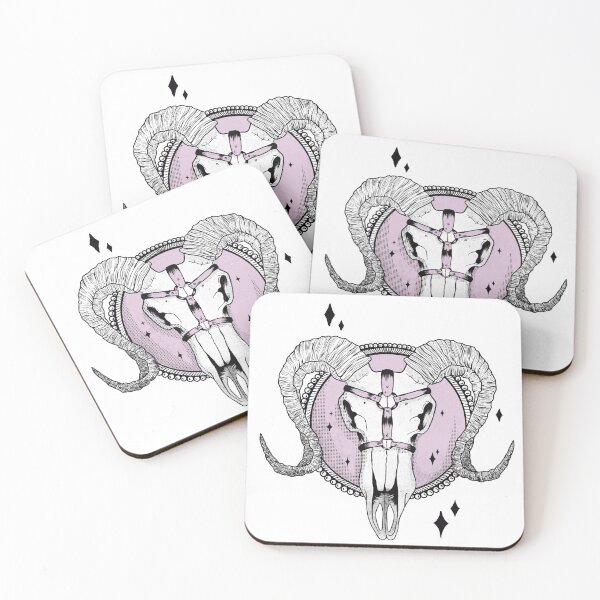 Item preview, Ram Skull with pink harness designed and sold by Mato-Kalio.