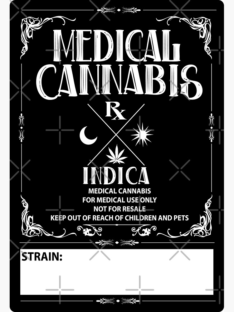 "Medical Cannabis vintage style Indica Label" Sticker by kushcoast