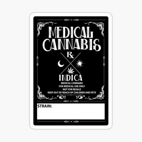 Medical Cannabis vintage style Indica Label Sticker