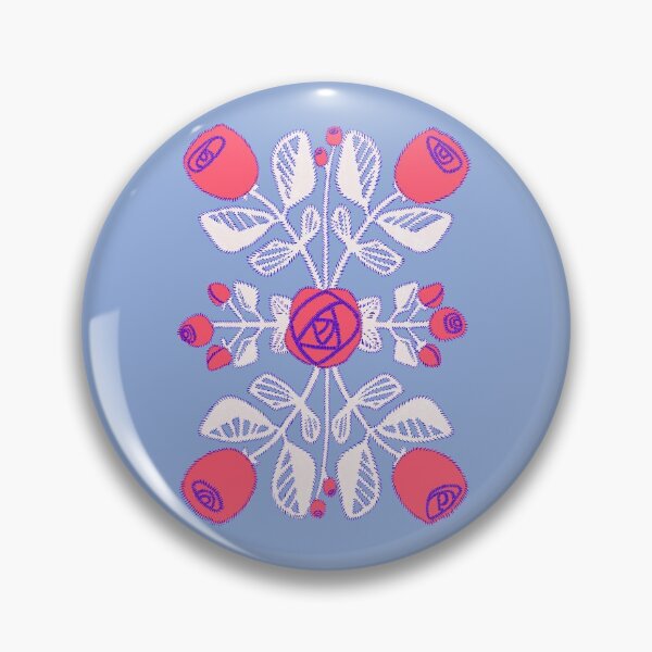 Item preview, Folk Art Roses on Chambray Blue designed and sold by Christine Philbrick.