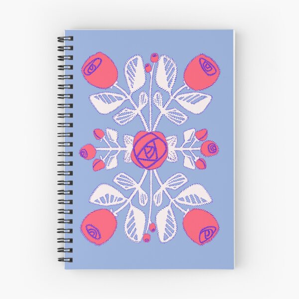 Item preview, Folk Art Roses on Chambray Blue designed and sold by Christine Philbrick.