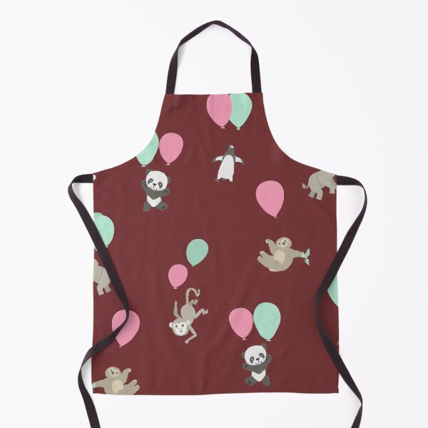 Item preview, cute little animals flying away with balloons on dark read background designed and sold by studioMoSa.