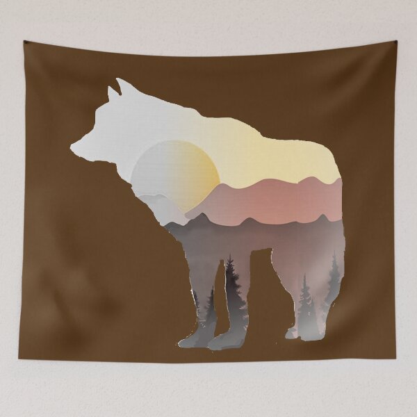 Item preview, MOUNTAINSCAPE WOLF WATERCOLOR designed and sold by THE AMERICAN TEEVANGELIST.