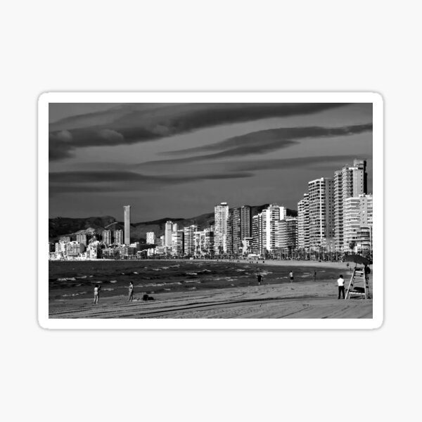 La playa de Levante de Benidorm Costa Blanca España Pegatina