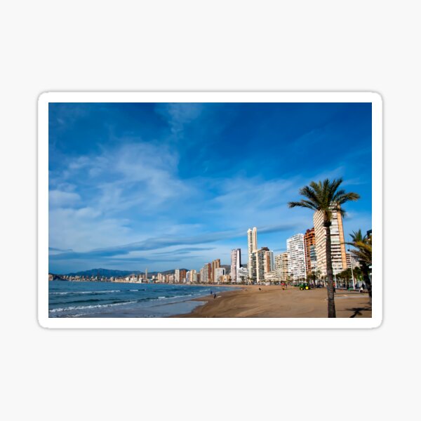 La playa de Levante de Benidorm Costa Blanca España Pegatina