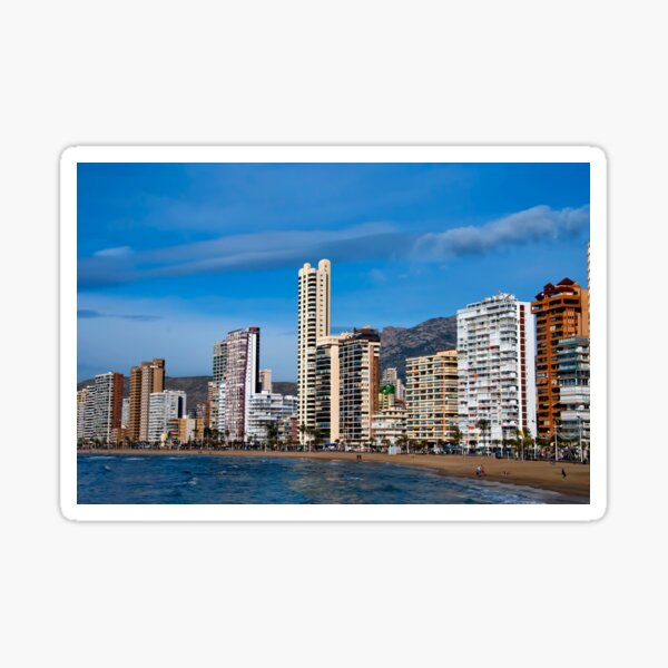 La playa de Levante de Benidorm Costa Blanca España Pegatina