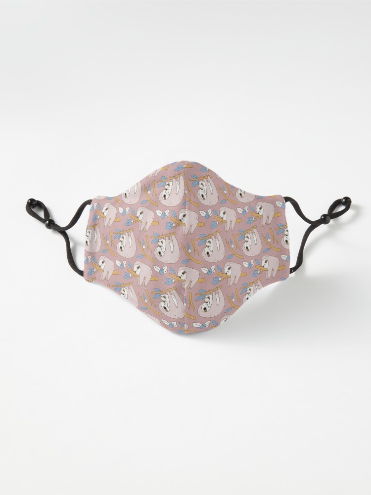 Alternate view of Sloth Pattern in Pink Mask