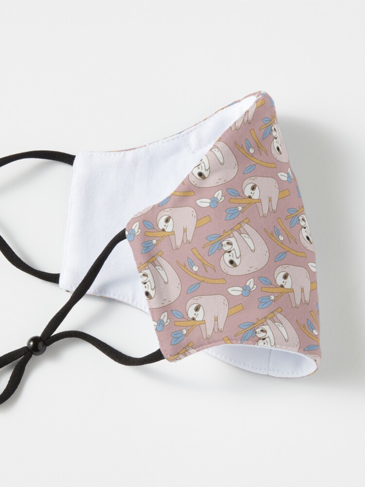 Alternate view of Sloth Pattern in Pink Mask