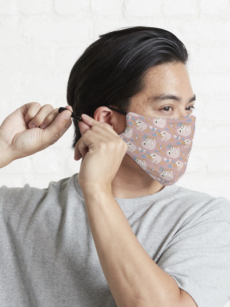 Alternate view of Sloth Pattern in Pink Mask
