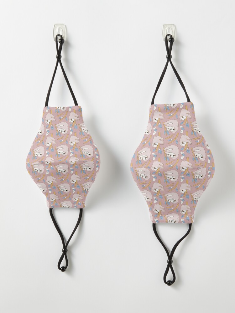 Alternate view of Sloth Pattern in Pink Mask