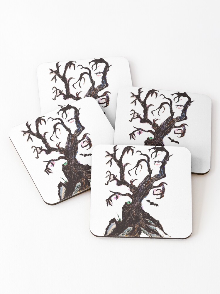 Thumbnail 1 of 5, Coasters (Set of 4), Scary Tree Design designed and sold by CanDo20.