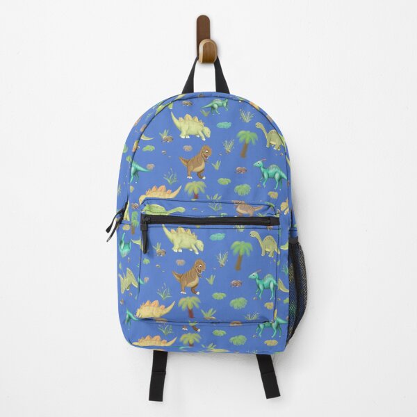 Item preview, fun dinosaur pattern on blue background designed and sold by studioMoSa.