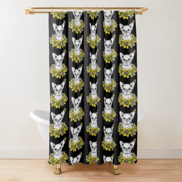 French Bulldog with Daffodils Shower Curtain