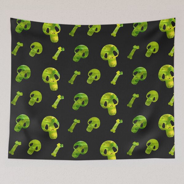 Item preview, Toxic green skulls designed and sold by MyYellowBird.