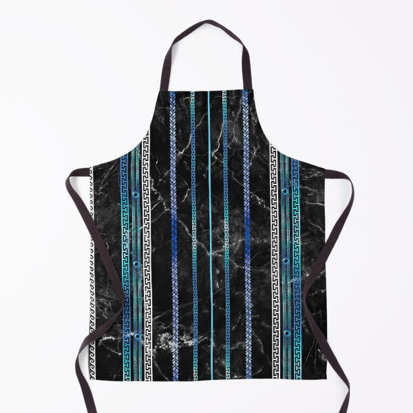 Item preview, Mati Evil Eye Greek Key Striped Pattern on Black Marble designed and sold by Yiorgos Designs.