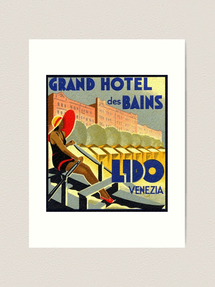 Italy - Venice-Lido - Hotel des Bains - Vintage Luggage Label Sticker