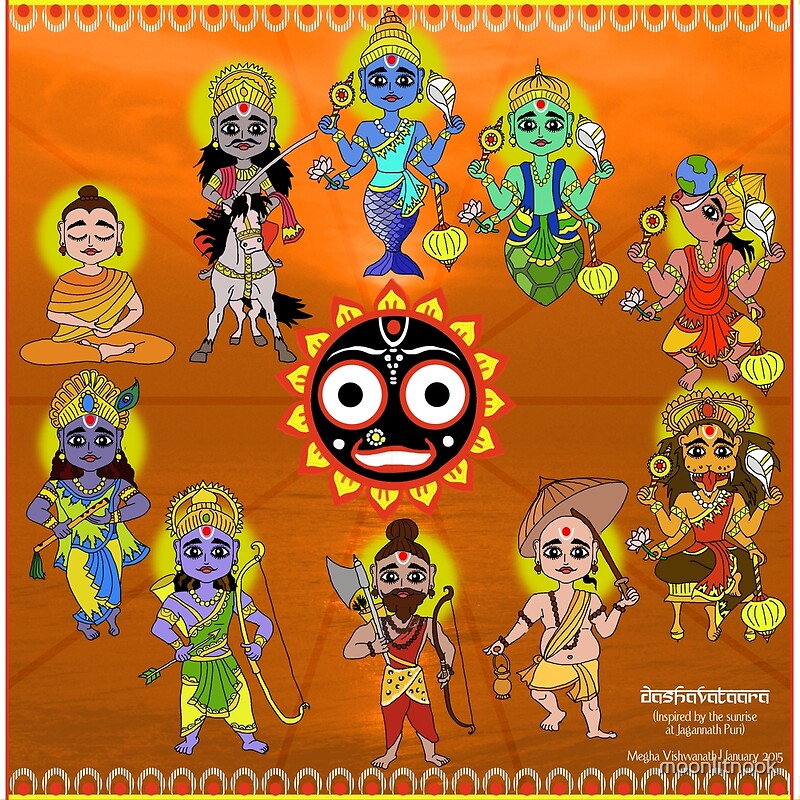  Dashavatara 10 Forms Of Vishnu Metal Prints By Moonlitnook Redbubble