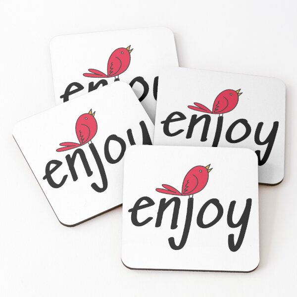 Item preview, Enjoy. Black text and joyful songbird designed and sold by JellyBeenzz.