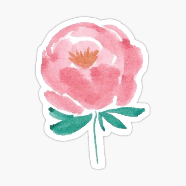 Pink Watercolor Flower Sticker By Macarbonell Redbubble