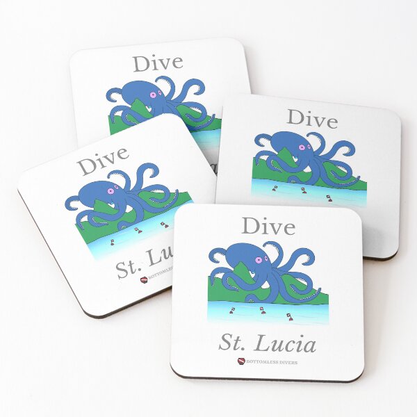 Item preview, Dive St. Lucia Blue Octopus with Grey Font designed and sold by BottomlessDiver.