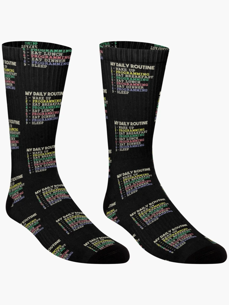 Thumbnail 3 of 5, Socks, My Daily Routine, Programming, Funny Cool Developer Daily Routine designed and sold by awesomedraw.