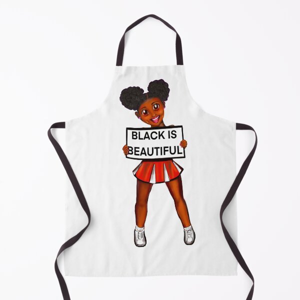 Item preview, Black is beautiful black girl cheerleader with Afro hair in puffs, dimples, brown eyes and dark brown skin side profile. Hair love ! designed and sold by Artonmytee.