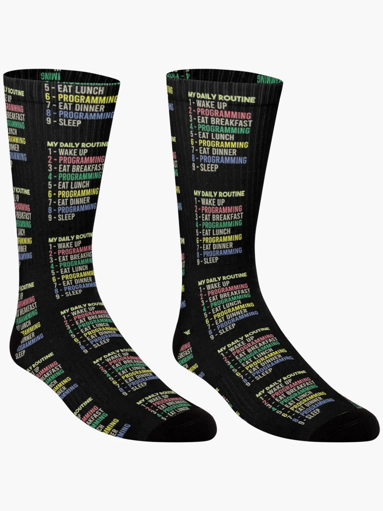Thumbnail 3 of 5, Socks, My Daily Routine, Programming, Funny Cool Developer Daily Routine designed and sold by awesomedraw.