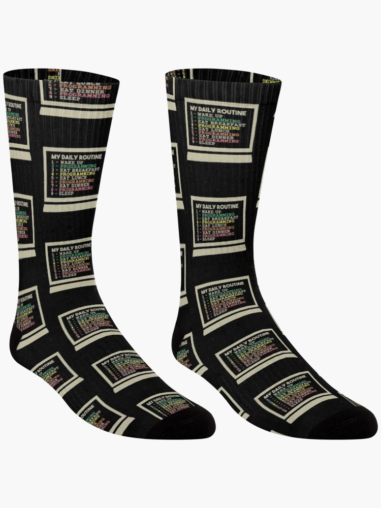 Thumbnail 3 of 5, Socks, My Daily Routine, Programming, Funny Cool Developer Daily Routine designed and sold by awesomedraw.