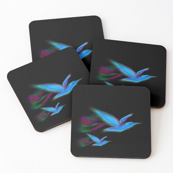 Item preview, Neon Fading Blue humming birds designed and sold by StarLassitude.