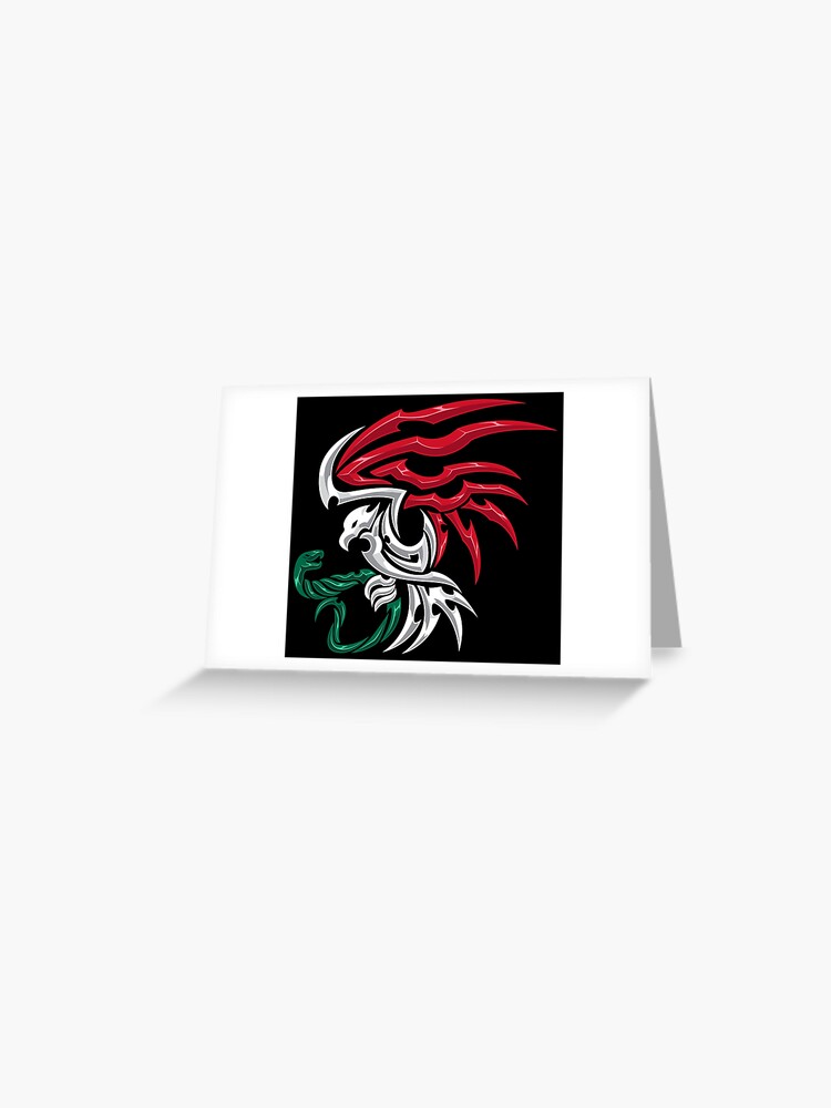 Tarjetas de felicitación «Bandera de México - estilo tribal del escudo de  armas mexicano» de anziehend | Redbubble