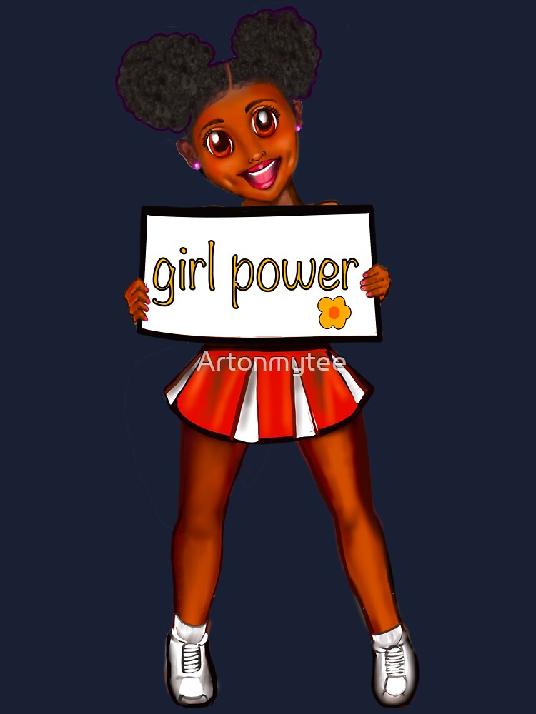 black anime girl cheerleader #002 with Afro hair in puffs, dimples, brown  eyes and dark brown skin side profile. Hair love ! Art Board Print for  Sale by Artonmytee