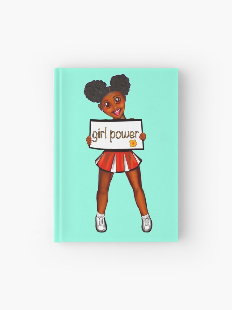 Inspirational motivational affirmation Cheer leader with Pom poms - Cheer  Squad - anime girl cheerleader with Afro hair in puffs, brown eyes and dark