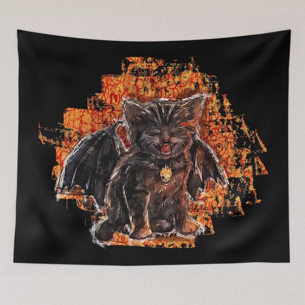 Item preview, Cute vampire black cat with a fiery skull designed and sold by MAZAX.