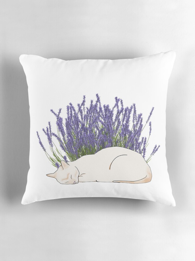 Sleeping Lavender Cat Pillow
